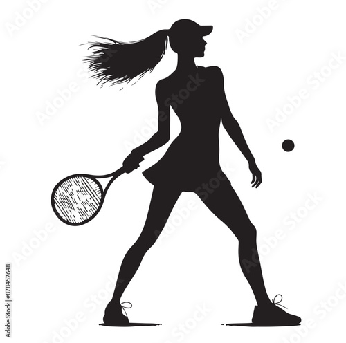 A tennis player silhouette vector illustration