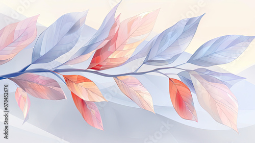 Fototapeta Naklejka Na Ścianę i Meble -  Elegant colorful with vibrant flower hanging branches illustration background. Bright color 3d abstraction wallpaper for interior mural, Generated by AI	