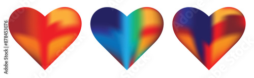 Love shape with a modern geometric background. Colorful heart on white background, heart, love, symbol, red, shape,