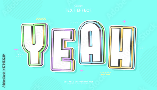 decorative colorful pastel editable text effect vector design