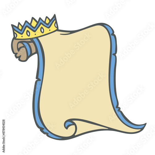 Series of royal paper scroll paper background poster template in cute medieval fairy tale kingdom illustration drawing
