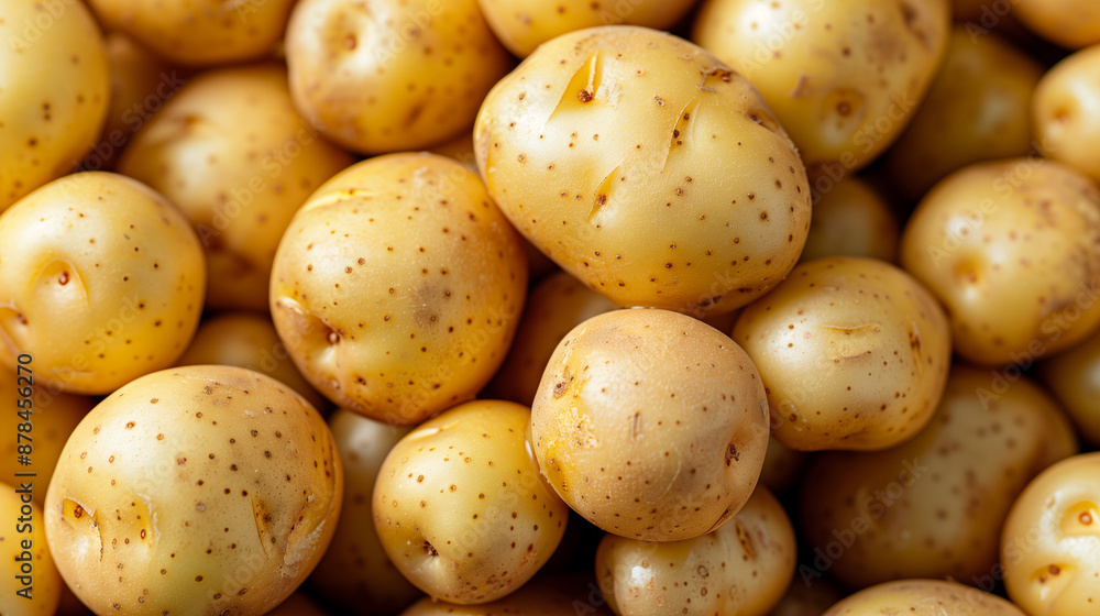 Top view of freshly washed, unpeeled potatoes Top view of freshly washed, unpeeled potatoes