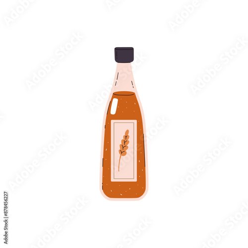 Vector illustration of wheat vinegar, which shows distilled vinegar in a plastic bottle