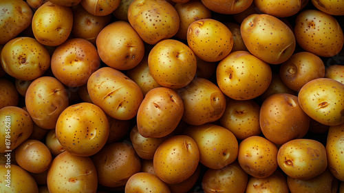 Washed potatoes with skin, seen from above