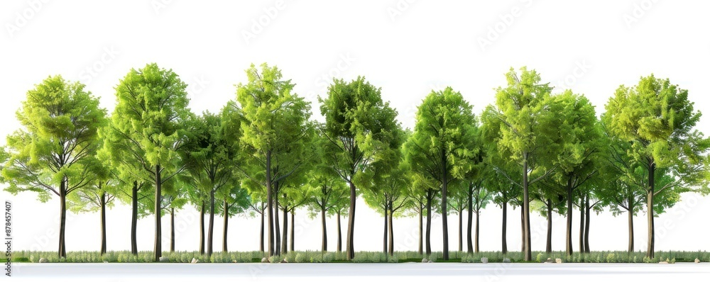 Lush Green Trees Against a White Background Lush Green Trees Against a White Background