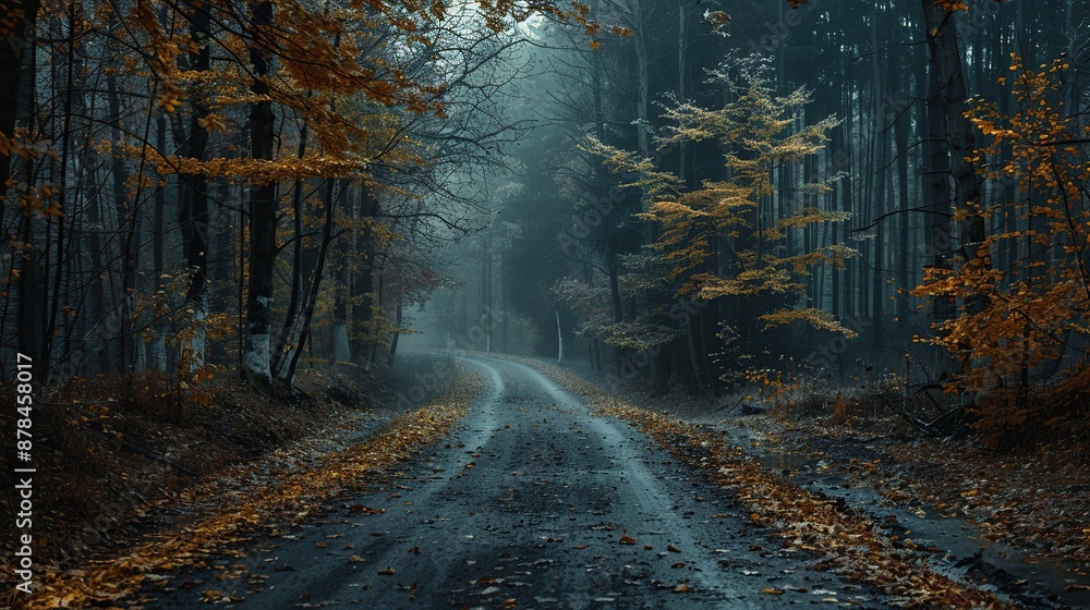Fototapeta premium Misty Autumn Forest Path
