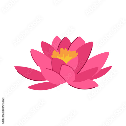 blossom lotus flower cartoon. zen waterlily, chinese pond, watercolor lily blossom lotus flower sign. isolated symbol vector illustration