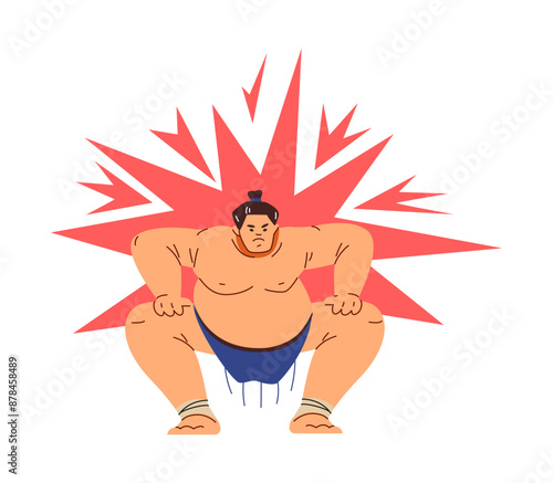 Vector illustration of a sumo wrestler in traditional mawashi embodying the spirit of Japanese sports