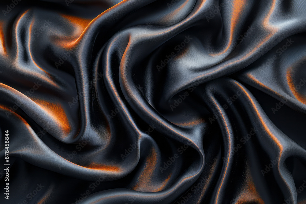Fototapeta premium A close-up of a black silk fabric, showcasing its smooth texture,