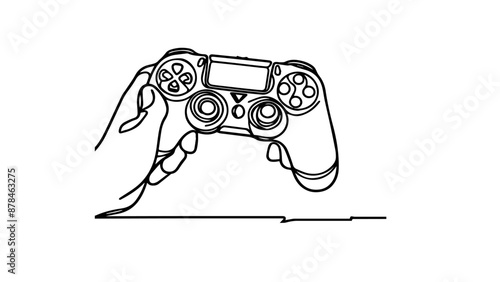 game controller one line illustration