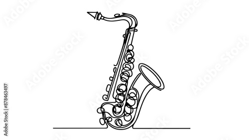 one continuous line drawing of a Saxophone