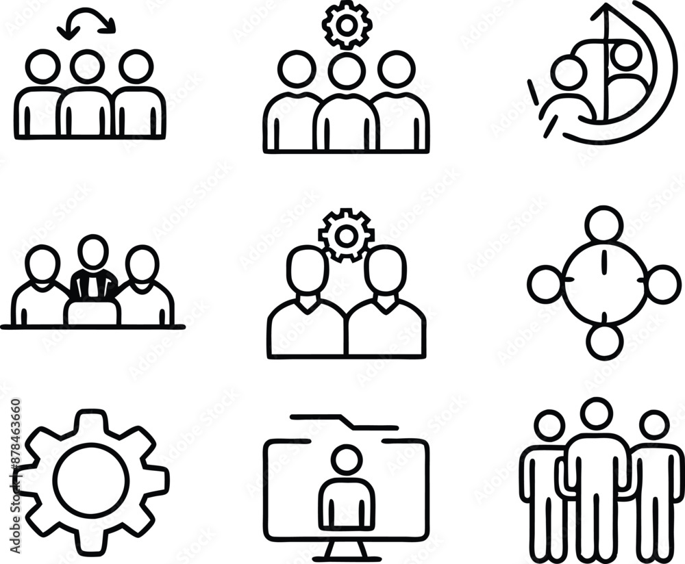 set of management icon illustration. enterprise, analysis, businessman, web, strategy, workplace, safety, communication, solution, worker set of management icon illustration. enterprise, analysis, businessman, web, strategy, workplace, safety, communication, solution, worker