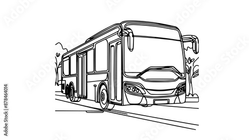 bus one continuous line drawing