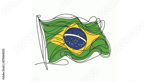 brazil flag line art 