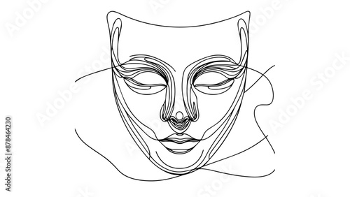 theater mask line art illustration