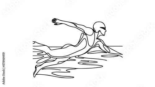 swimming figure single line illustration