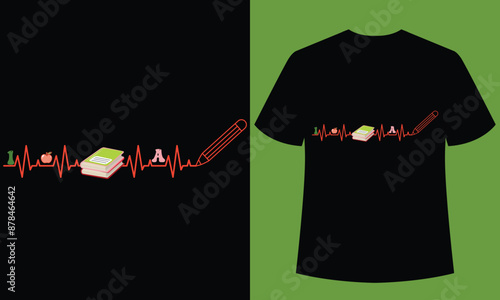 back to school heartbeat t-shirt design