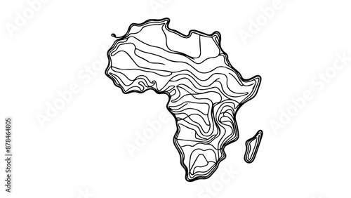 africa continent map one line drawing