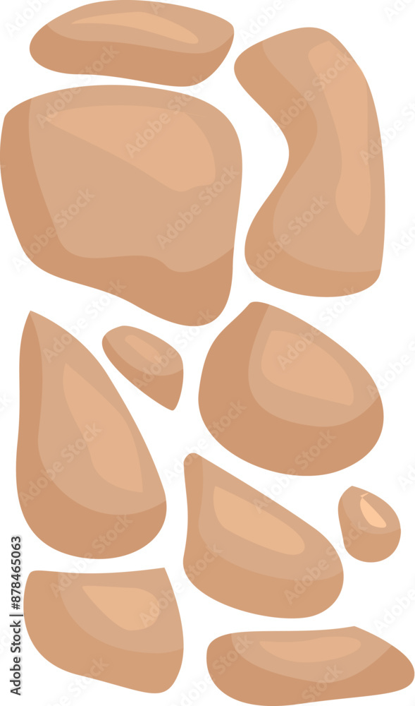 Seamless pattern of beige stones creating a decorative border on a white background Seamless pattern of beige stones creating a decorative border on a white background