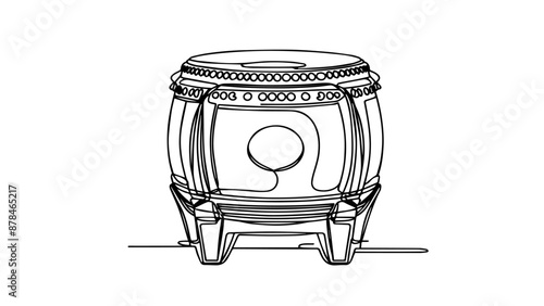taiko drum single line drawing