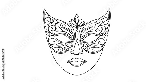 carnival mask single line drawing