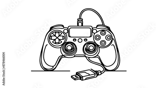 game controller single line illustration