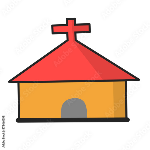 Cute Building Flat Icon Illustration  photo