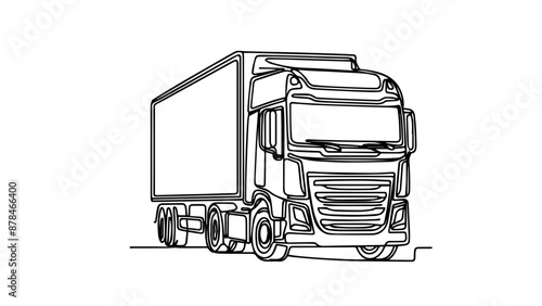 delivery truck one line illustration
