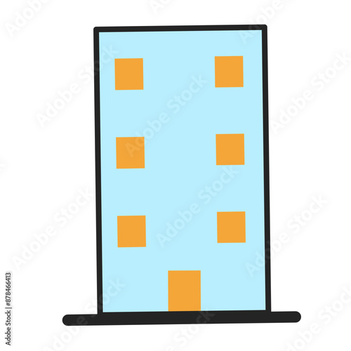 Cute Building Flat Icon Illustration  photo