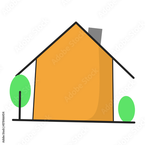 Cute Building Flat Icon Illustration  photo