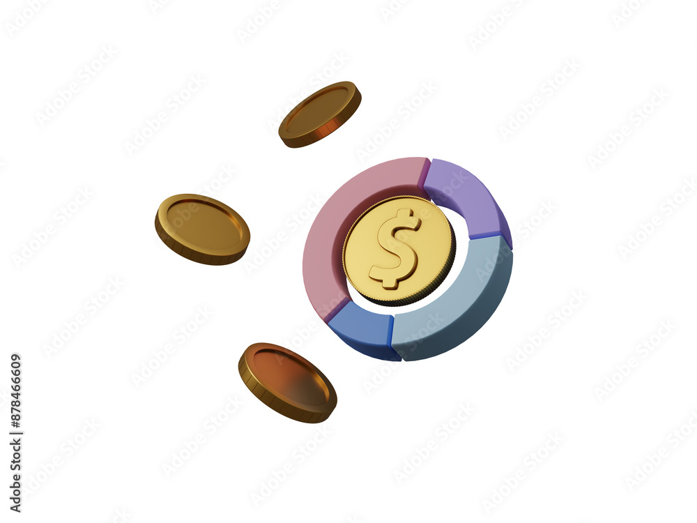 3D Coins with graph of business growth icon isolated on transparent background, Business and finance up arrow graphic economic chart, financial graph analysis. 3d rendering illustration 3D Coins with graph of business growth icon isolated on transparent background, Business and finance up arrow graphic economic chart, financial graph analysis. 3d rendering illustration