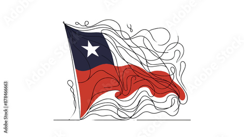 Chile flag line art illustration