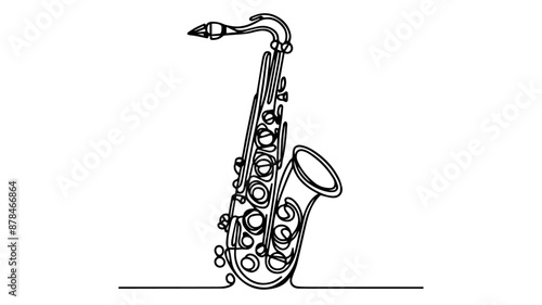 Saxophone one continuous line illustration