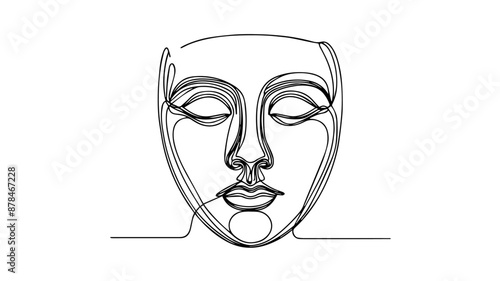 single line illustration of a theater mask