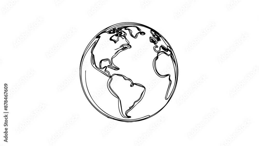 single line illustration of earth globe single line illustration of earth globe