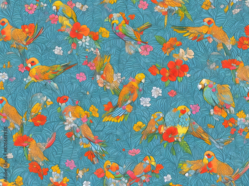 pattern with birds,Ai generated pattern with birds,Ai generated