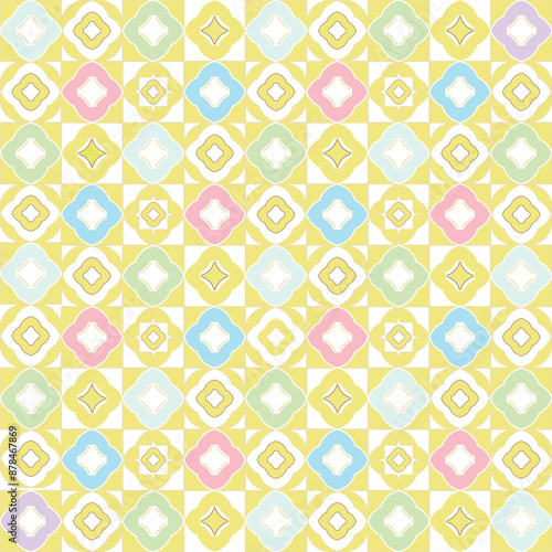geometric seamless pattern. Abstract graphic background with squares, flower geometric.
