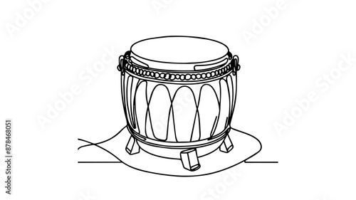 single line drawing of a taiko drum