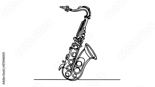 single line illustration of a Saxophone