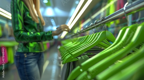 Wallpaper Mural Eco-Conscious Consumer: Choosing Apparel in Sustainable Fashion Store - Continuous Clothing and Environmental Responsibility Banner Torontodigital.ca