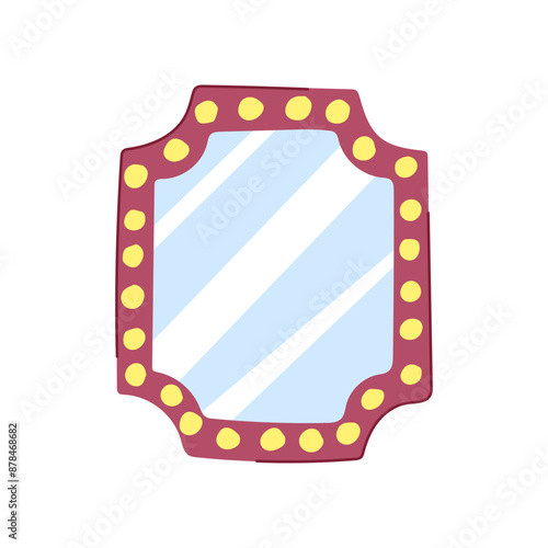 beauty makeup mirror frame cartoon. light bulb, table vanity, retro actor beauty makeup mirror frame sign. isolated symbol vector illustration