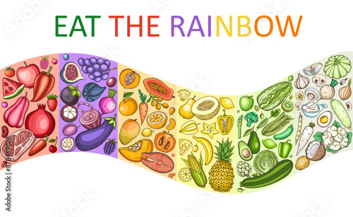 Color rainbow diet infographics.