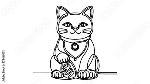 maneki neko single continuous line drawing