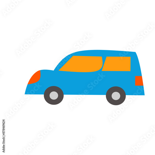 Cute Transportation Vehicle Flat Icon Illustration  photo