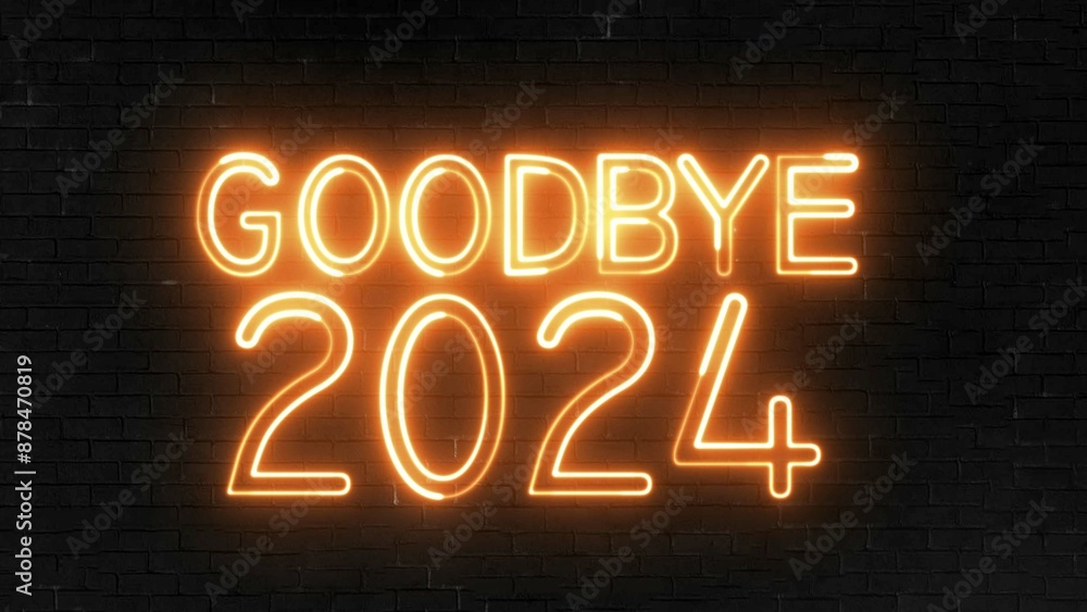 Goodbye 2024 text font with light. Luminous and shimmering haze inside the letters of the text Goodbye 2024. Goodbye 2024 neon sign. Goodbye 2024 text font with light. Luminous and shimmering haze inside the letters of the text Goodbye 2024. Goodbye 2024 neon sign.