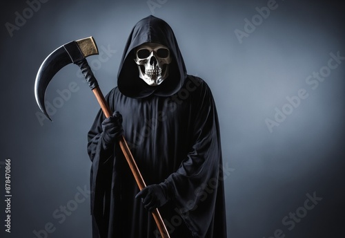 The grim reaper with a scythe, portrait of the death photo