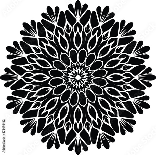 Mandala with floral ornament pattern, Vector mandala relaxation patterns unique design with nature style, isolated on white background