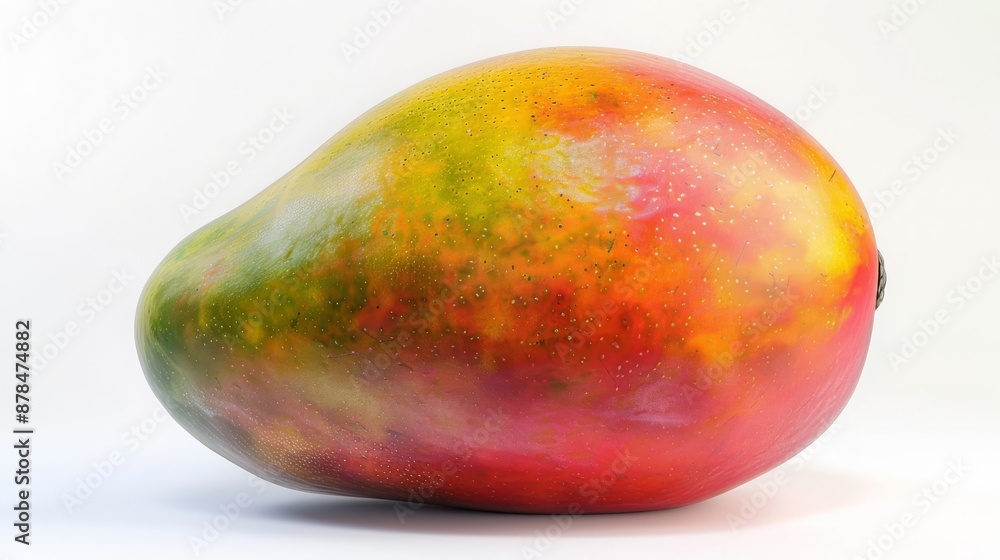 Ripe Mango Fruit on White Background. Close-up of a Juicy Tropical Fruit Ripe Mango Fruit on White Background. Close-up of a Juicy Tropical Fruit