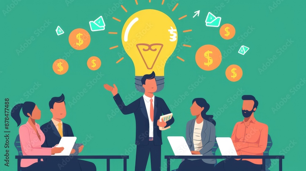 Entrepreneur pitching a business idea to investors Entrepreneur pitching a business idea to investors