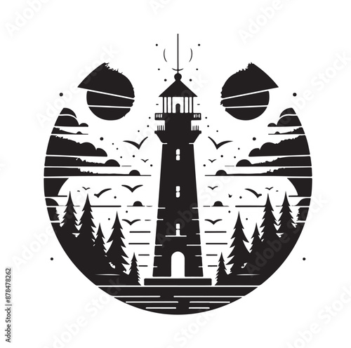 Lighthouse silhouette vector 